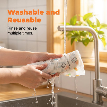Anti-Grease Washable Cleaning Rags (50Pcs/Roll)