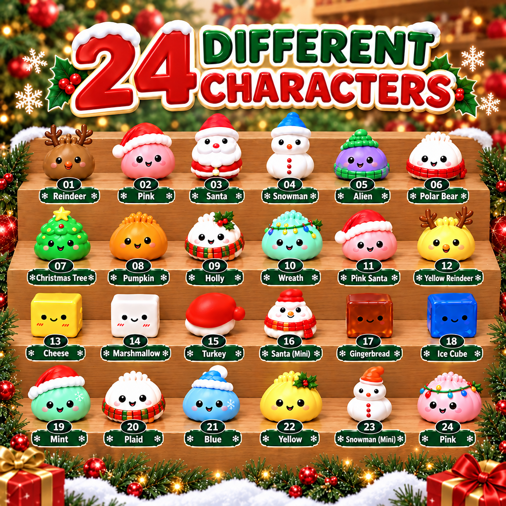 ⏳ Last Day 50% OFF – 🎄 24-Day Dumpling Squishy Advent Calendar | 24 Unique Mystery Toys for Stress Relief & Holiday Fun 🎁