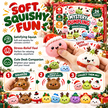 ⏳ Last Day 50% OFF – 🎄 24-Day Dumpling Squishy Advent Calendar | 24 Unique Mystery Toys for Stress Relief & Holiday Fun 🎁