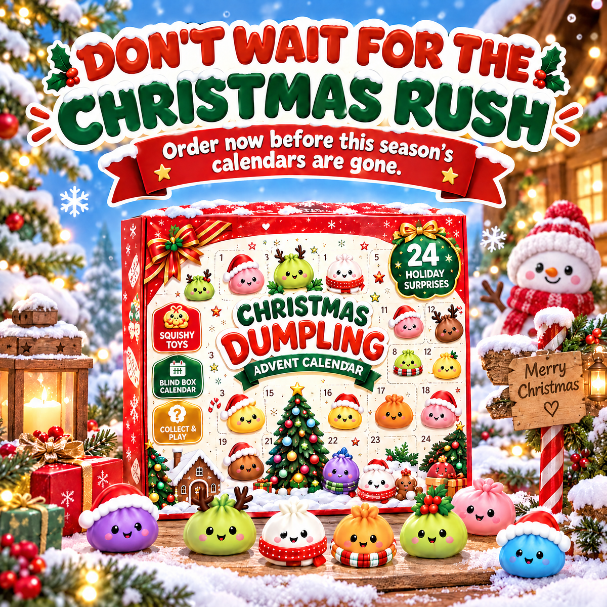 ⏳ Last Day 50% OFF – 🎄 24-Day Dumpling Squishy Advent Calendar | 24 Unique Mystery Toys for Stress Relief & Holiday Fun 🎁