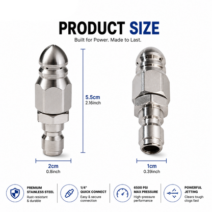 🚀 6500 PSI Sewer Jetter Nozzle | Blast Away Stubborn Clogs Instantly!