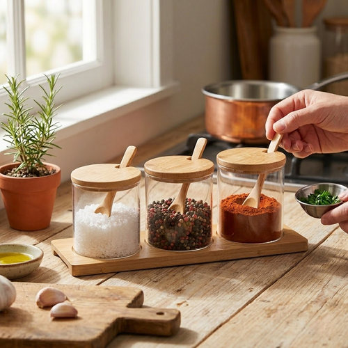 3-Jar Set with Integrated Tray