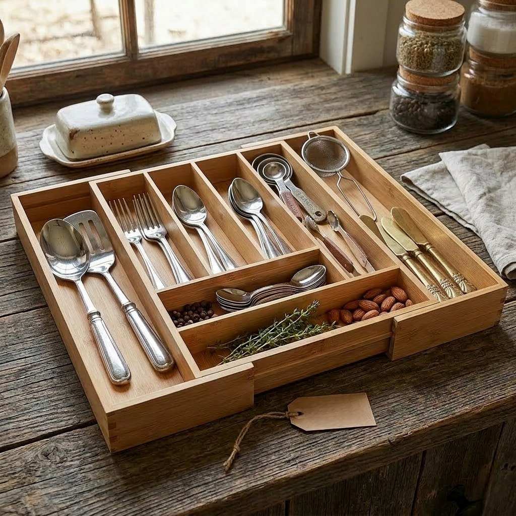 Bamboo Expandable Drawer Organizer